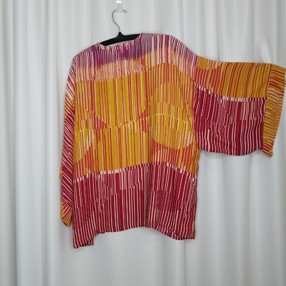 CAbi Mon Ami open kimono sunset stripe top M - Picture 5 of 8